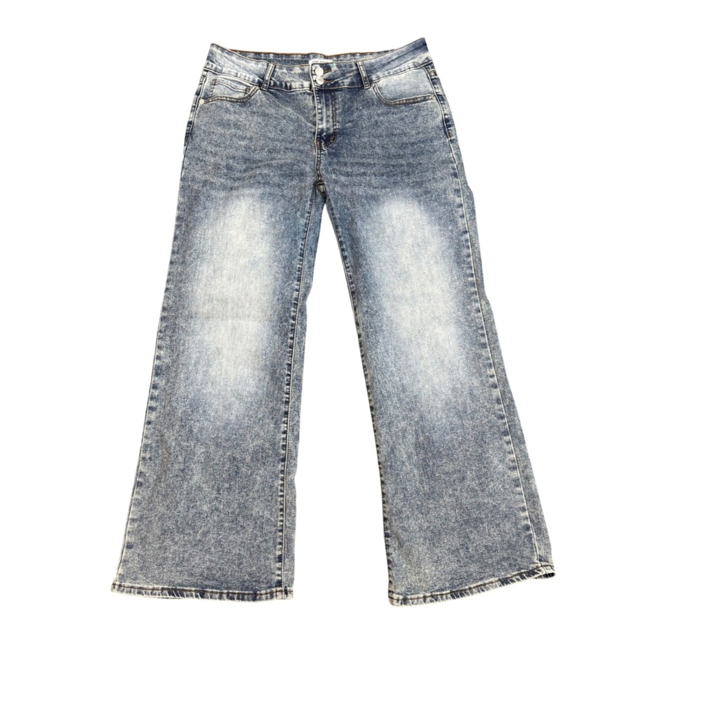Love Soho Acid‎ Wash Wide Leg Jeans Blue High Rise JDWD3115-617-3 Womens 17